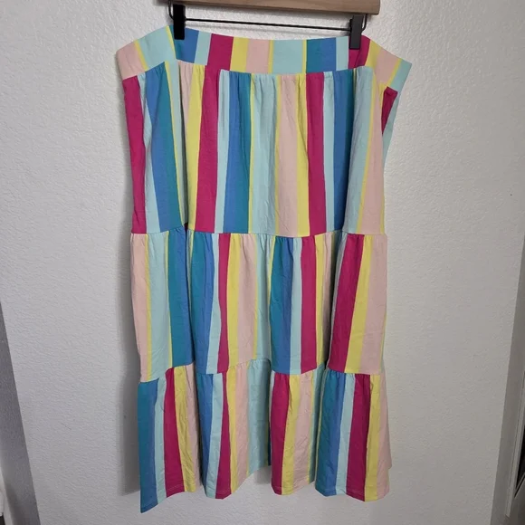 Lands End Rainbow Tencel Soft Flowy Midi Skirt Women's Size 2X - Picture 2 of 8